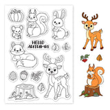 Globleland Autumn, Animals, Thanks, Pumpkin, Deer, Fox, Leaf, Fruit Clear Silicone Stamp Seal for Card Making Decoration and DIY Scrapbooking