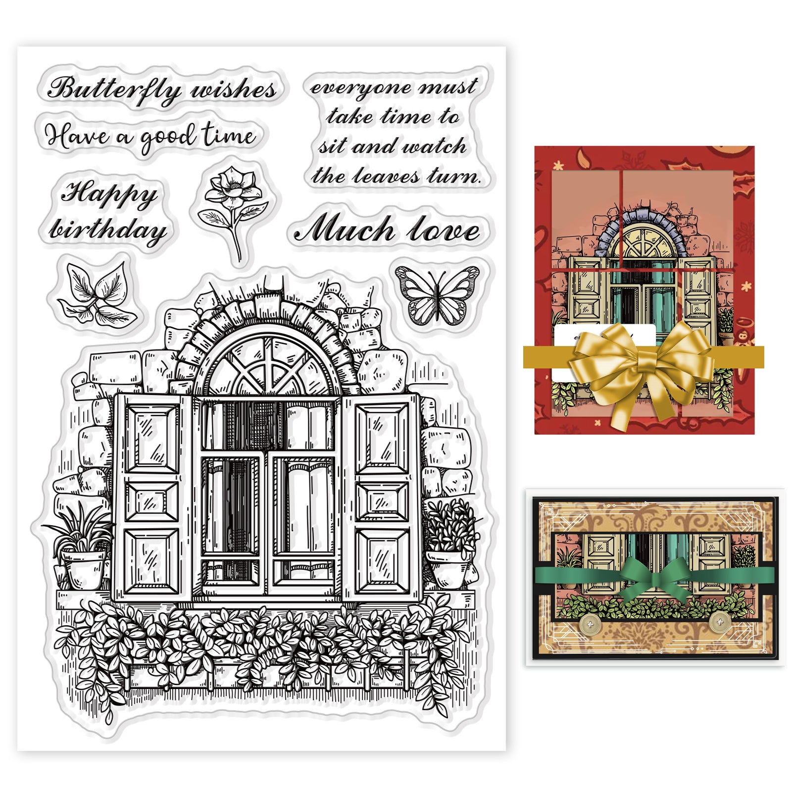 Globleland Windows, Words of Blessing, Leaves Clear Silicone Stamp Seal for Card Making Decoration and DIY Scrapbooking