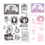 Globleland Clear Silicone Stamp Seal for Card Making Decoration and DIY Scrapbooking, Including Vintage Elements, Boats, Stamps, Victorian, Dame, Perfume Bottles, Flowers, Roses, Poppies