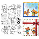Globleland Celebrate New Year, Animals, Fireworks, Champagne Clear Stamps Seal for Card Making Decoration and DIY Scrapbooking