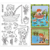 Globleland Fishing Boy Clear Silicone Stamp Seal for Card Making Decoration and DIY Scrapbooking