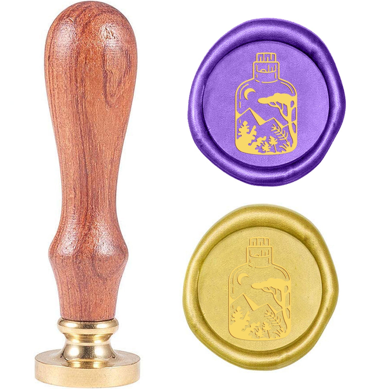Forest and Bottle Wood Handle Wax Seal Stamp