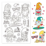 Globleland Summer, Ocean, Gnome, Beach, Swimming, Sand Castle, Ice Cream Clear Stamps Silicone Stamp Seal for Card Making Decoration and DIY Scrapbooking