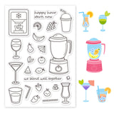 Globleland Ice Maker, Cup, Lemon Slices, Grapes, Bananas, Pears, Watermelon, Lemons, Strawberries, Straws, Mangoes, Oranges, Ice Cubes, Juicer Clear Stamps Silicone Stamp Seal for Card Making Decoration and DIY Scrapbooking