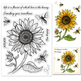 Globleland Bumblebee Background, Sketch Flowers, Sunflowers Clear Silicone Stamp Seal for Card Making Decoration and DIY Scrapbooking