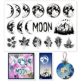 Globleland Moon, Moon Phase, Full Moon, Crescent, Leaves, Autumn, Mountain Clear Silicone Stamp Seal for Card Making Decoration and DIY Scrapbooking