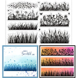 Globleland Overlay of Wild Flowers and Grass, Reeds Clear Silicone Stamp Seal for Card Making Decoration and DIY Scrapbooking