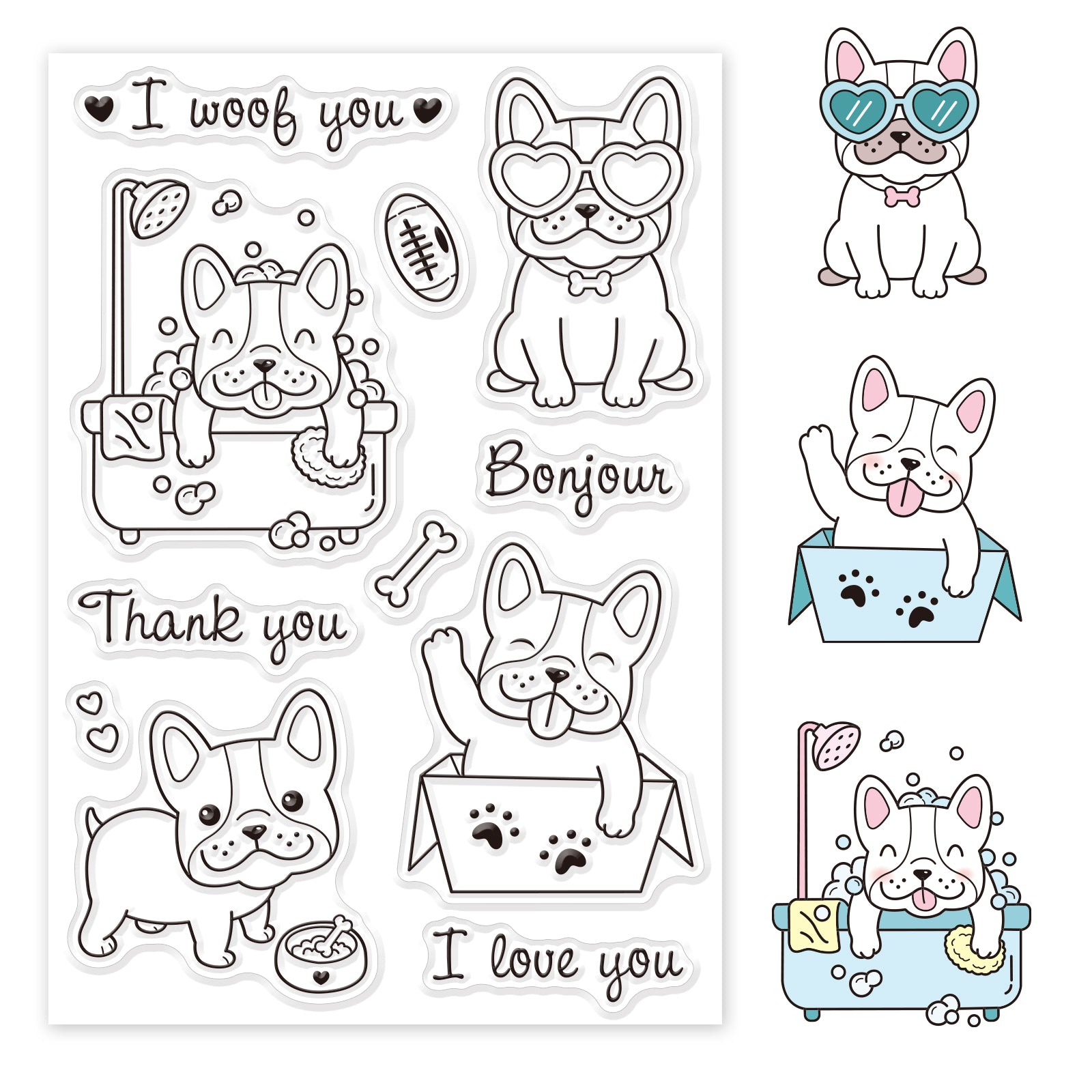 Globleland Fawdow, Fawdow in the Bath, Pet Dog Clear Silicone Stamp Seal for Card Making Decoration and DIY Scrapbooking