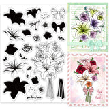 Globleland Lily Bouquet, Layered Bouquet Clear Silicone Stamp Seal for Card Making Decoration and DIY Scrapbooking