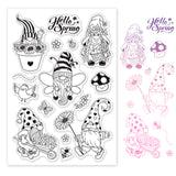 Globleland Gnome, Elves, Spring, Flowers, Bees, Butterflies, Ladybugs Clear Silicone Stamp Seal for Card Making Decoration and DIY Scrapbooking
