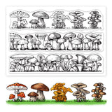 Globleland Mushroom, Border, Cute, Realistic Clear Silicone Stamp Seal for Card Making Decoration and DIY Scrapbooking