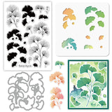 Ginkgo Biloba, Leaf, Cutting Dies, Painting Stencils and Silicone Clear Stamps Set, for DIY Scrapbooking/Photo Album, Decorative Embossing DIY Paper Card