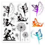 Globleland Flower Fairy, Butterfly Fairy, Dandelion Fairy Clear Stamps Silicone Stamp Seal for Card Making Decoration and DIY Scrapbooking
