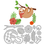 Globleland Sloth, Twigs, Flowers, Grass Carbon Steel Cutting Dies Stencils, for DIY Scrapbooking/Photo Album, Decorative Embossing DIY Paper Card