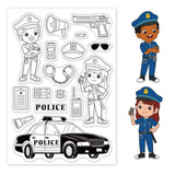 Globleland Police, Police Car, Pistol, Handcuffs, Stun Gun Clear Silicone Stamp Seal for Card Making Decoration and DIY Scrapbooking