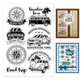 Globleland Car, Compass, Retro, Beetle, Classic Car Clear Silicone Stamp Seal for Card Making Decoration and DIY Scrapbooking