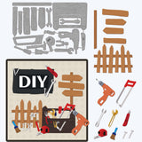 Globleland Hammer, Toolbox, Electric Drill, Screwdriver, Saw Carbon Steel Cutting Dies Stencils, for DIY Scrapbooking/Photo Album, Decorative Embossing DIY Paper Card