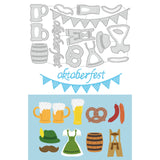 Globleland Oktoberfest Carbon Steel Cutting Dies Stencils, for DIY Scrapbooking, Photo Album, Decorative Embossing Paper Card, Stainless Steel Color, Beer & Hotdog, Clothes Pattern, 125x196x0.8mm
