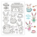Globleland Rabbit, Cafe, Dessert, Spoon, Cake, Coffee, Tea Clear Silicone Stamp Seal for Card Making Decoration and DIY Scrapbooking