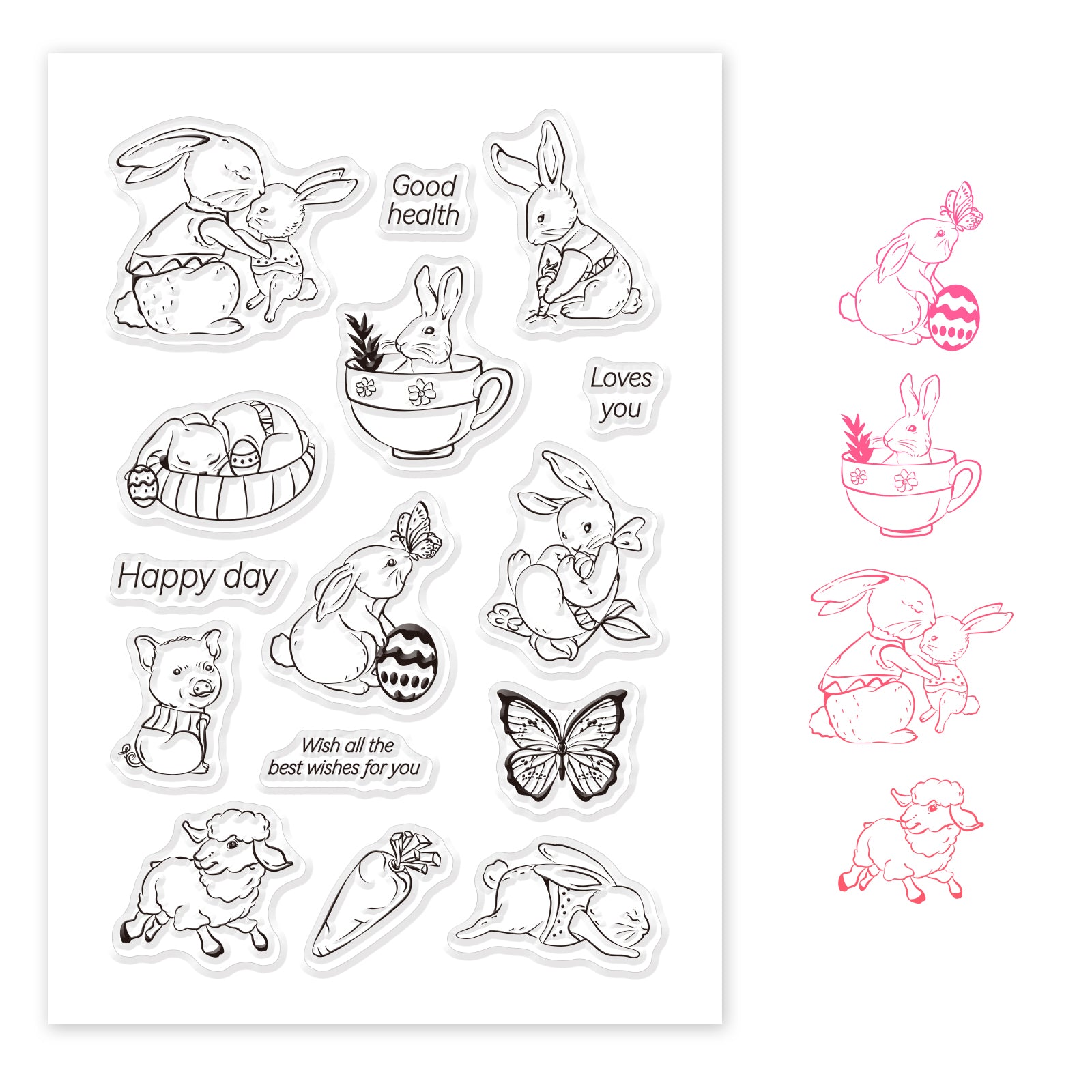 Globleland Rabbit, Animal, Easter Egg Clear Silicone Stamp Seal for Card Making Decoration and DIY Scrapbooking