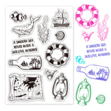 GLOBLELAND PVC Plastic Stamps, for DIY Scrapbooking, Photo Album Decorative, Cards Making, Stamp Sheets, Ocean Themed Pattern, 16x11x0.3cm
