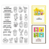 Globleland Beverage Icon, Daily Life, Blessing Clear Stamps Silicone Stamp Seal for Card Making Decoration and DIY Scrapbooking