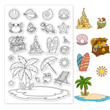 Island, Beach, Sand, Shells, Crabs, Starfish Stamp Clear Silicone Stamp Seal for Card Making Decoration and DIY Scrapbooking