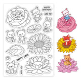 Globleland Rose, Sunflower, Animal, Fox, Cat, Dog Clear Silicone Stamp Seal for Card Making Decoration and DIY Scrapbooking