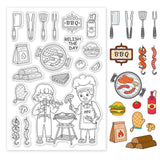 Outdoor Barbecue, Food, Bbq Tools Clear Silicone Stamp Seal for Card Making Decoration and DIY Scrapbooking