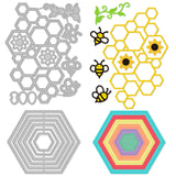 Globleland Hexagon Background, Bees, Flowers, Hexagon Frame Carbon Steel Cutting Dies Stencils, for DIY Scrapbooking/Photo Album, Decorative Embossing DIY Paper Card