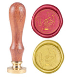 Cat and Food Wood Handle Wax Seal Stamp