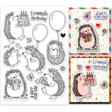 Globleland Hedgehog, Celebrate, Birthday Clear Stamps Silicone Stamp Seal for Card Making Decoration and DIY Scrapbooking