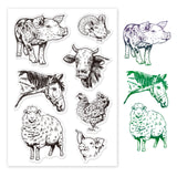Globleland Livestock Clear Silicone Stamp Seal for Card Making Decoration and DIY Scrapbooking, Pig, Horse, Sheep, Cow, Chicken