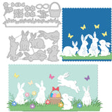 Globleland Rabbit Silhouette, Bushes, Basket, Eggs Carbon Steel Cutting Dies Stencils, for DIY Scrapbooking/Photo Album, Decorative Embossing DIY Paper Card