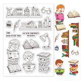 Globleland Bookshelf, Reading, Children Clear Stamps Silicone Stamp Seal for Card Making Decoration and DIY Scrapbooking