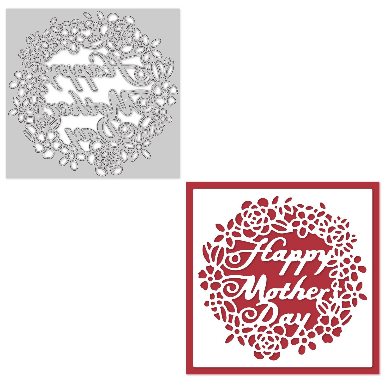 Globleland Mother's Day, Greeting Card, Happy Mother's Day Text, Flowers, Frame Carbon Steel Cutting Dies Stencils, for DIY Scrapbooking/Photo Album, Decorative Embossing DIY Paper Card