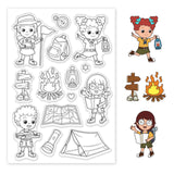Globleland Adventure People Camp Cute Backpack Signpost Fire Map Tent Clear Stamps Silicone Stamp Seal for Card Making Decoration and DIY Scrapbooking
