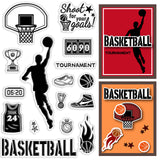 Globleland Custom PVC Plastic Clear Stamps, for DIY Scrapbooking, Photo Album Decorative, Cards Making, Basketball Pattern, 160x110x3mm