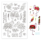 Globleland Flamingos, Parrots, Hummingbirds, Mushrooms, Gardenias, Plumeria, Butterflies, Narcissus, Leaves, Lace Clear Stamps Silicone Stamp Seal for Card Making Decoration and DIY Scrapbooking