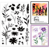 Globleland Wildflowers, Plant Silhouettes, Flowers, Leaves Clear Silicone Stamp Seal for Card Making Decoration and DIY Scrapbooking