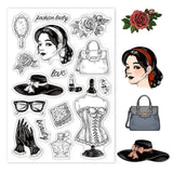 Women's Products Rose Flower Vintage Ladies Cosmetics Fashion Corset Clear Stamps Silicone Stamp Seal for Card Making Decoration and DIY Scrapbooking