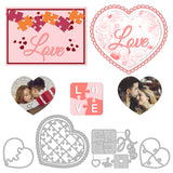 Globleland Hearts, Puzzles, Valentine's Day Carbon Steel Cutting Dies Stencils, for DIY Scrapbooking/Photo Album, Decorative Embossing DIY Paper Card