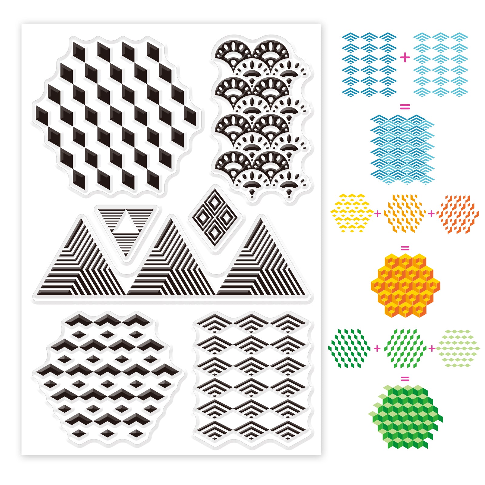 Background, Geometric Pattern, Repeating Collage Clear Silicone Stamp Seal for Card Making Decoration and DIY Scrapbooking