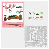Globleland Sushi, Sakura, Table, Sauce, Wasabi, Chopsticks, Oriental Carbon Steel Cutting Dies Stencils, for DIY Scrapbooking/Photo Album, Decorative Embossing DIY Paper Card