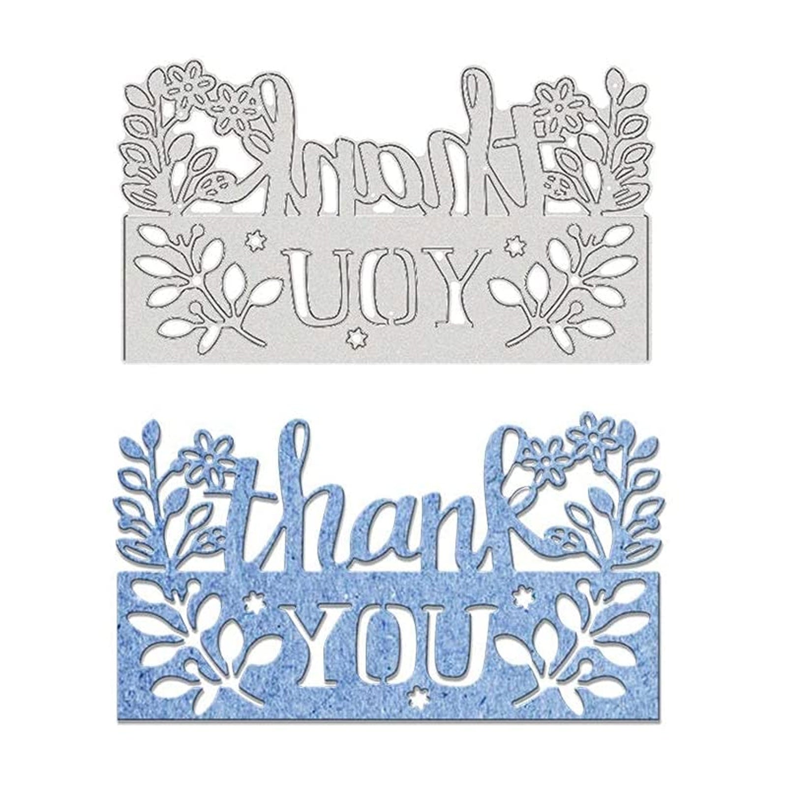 GLOBLELAND Thanksgiving Day Carbon Steel Cutting Dies Stencils, for DIY Scrapbooking/Photo Album, Decorative Embossing DIY Paper Card, Word Thank You, Matte Platinum Color, 84x150x0.8mm