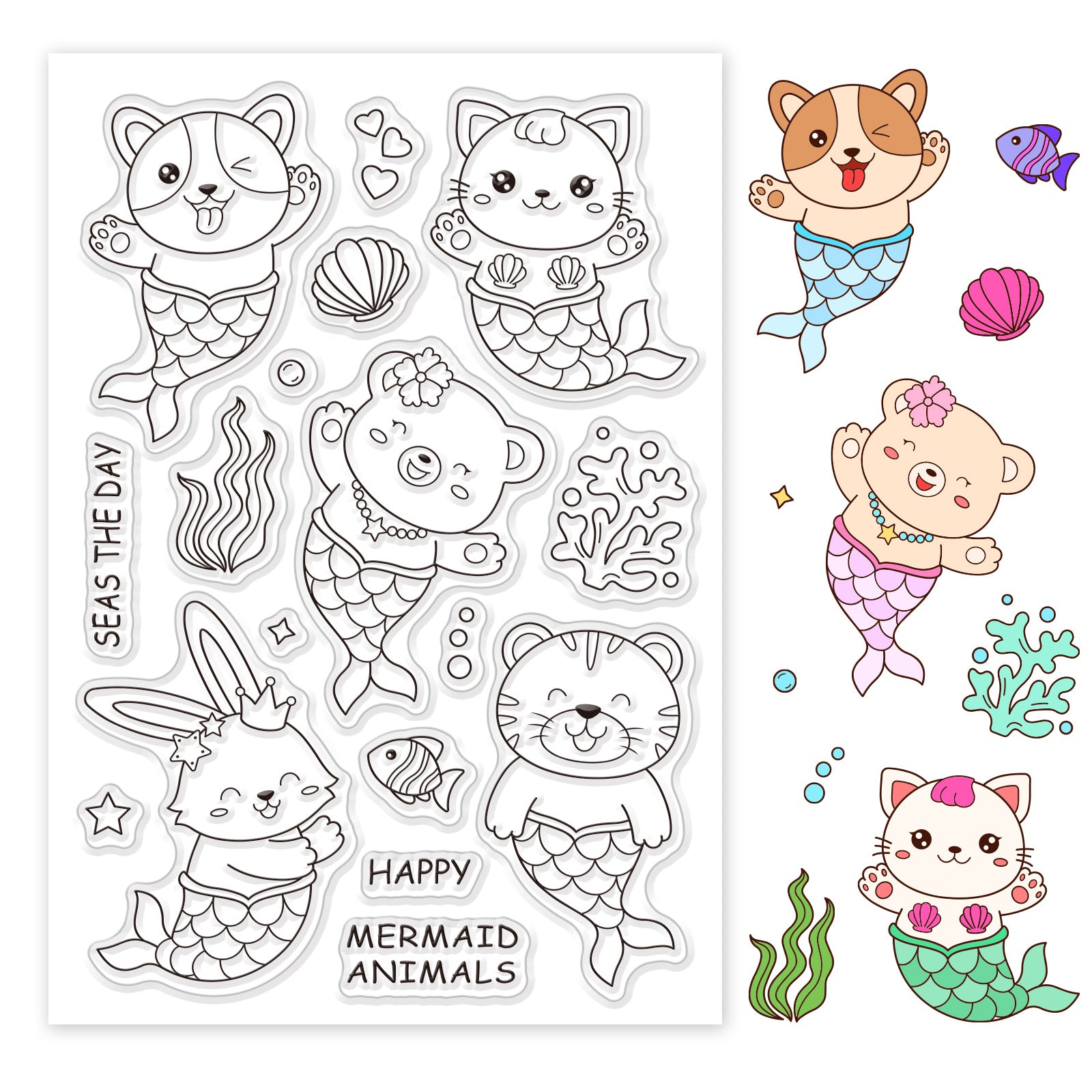 Globleland Animal Mermaid Tail Clear Silicone Stamp Seal for Card Making Decoration and DIY Scrapbooking
