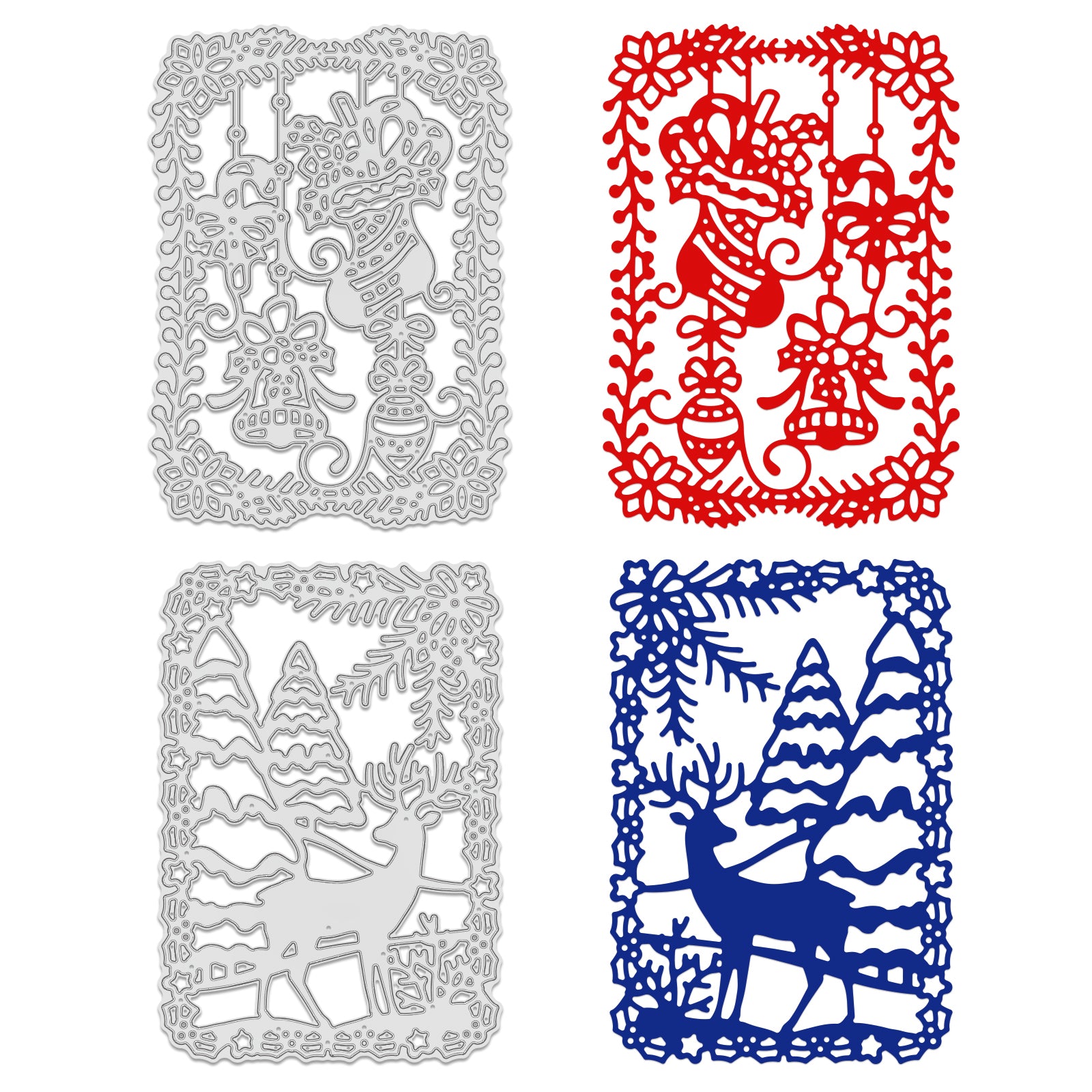 Globleland Carbon Steel Cutting Dies Stencils, for DIY Scrapbooking/Photo Album, Decorative Embossing DIY Paper Card, Christmas, Winter, Christmas Socks, Candy Canes, Bells, Christmas Lights Balls, Cedar, Deer
