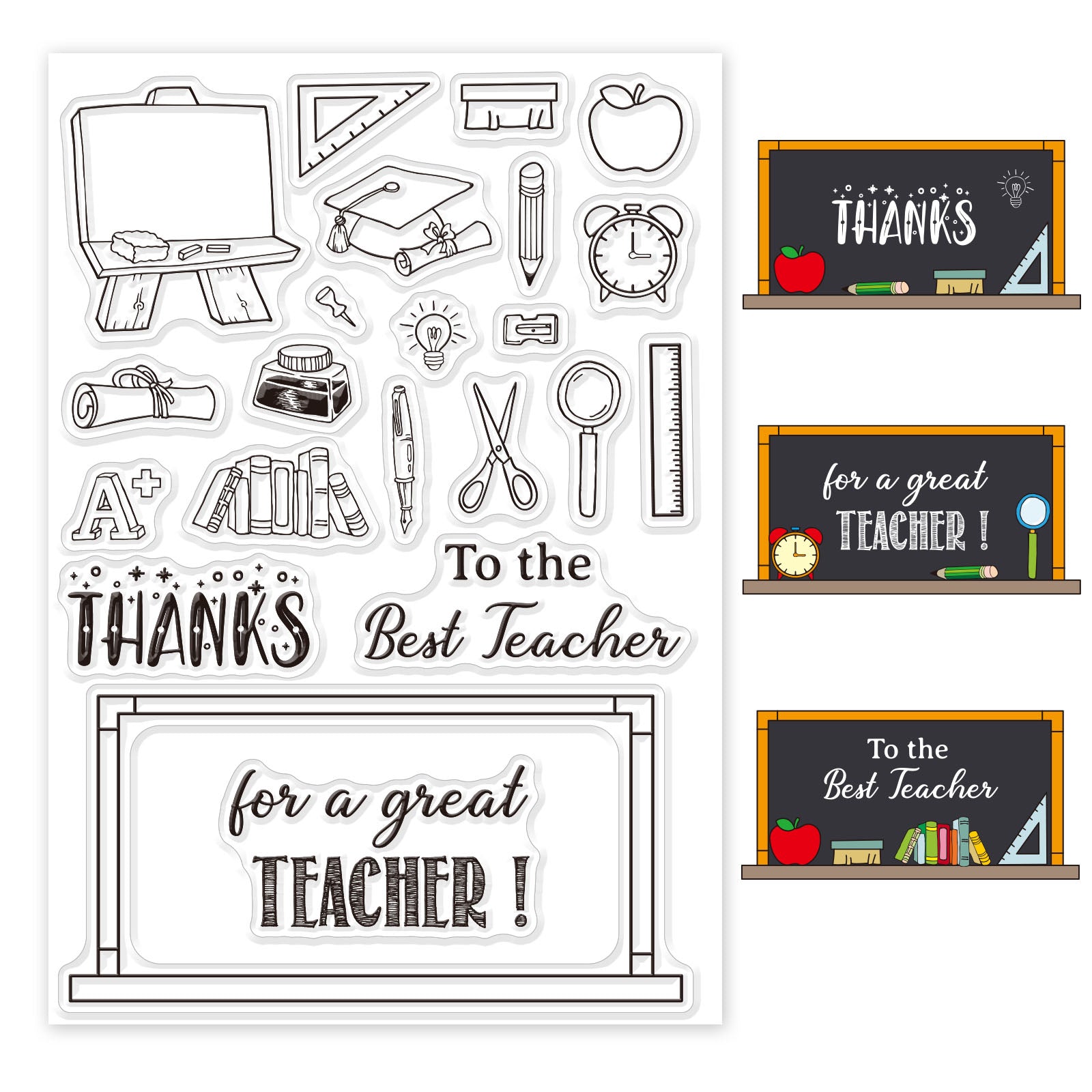 Globleland Teacher's Day, Thanksgiving Teachers, Gifts for Teachers, School, School Supplies Clear Silicone Stamp Seal for Card Making Decoration and DIY Scrapbooking