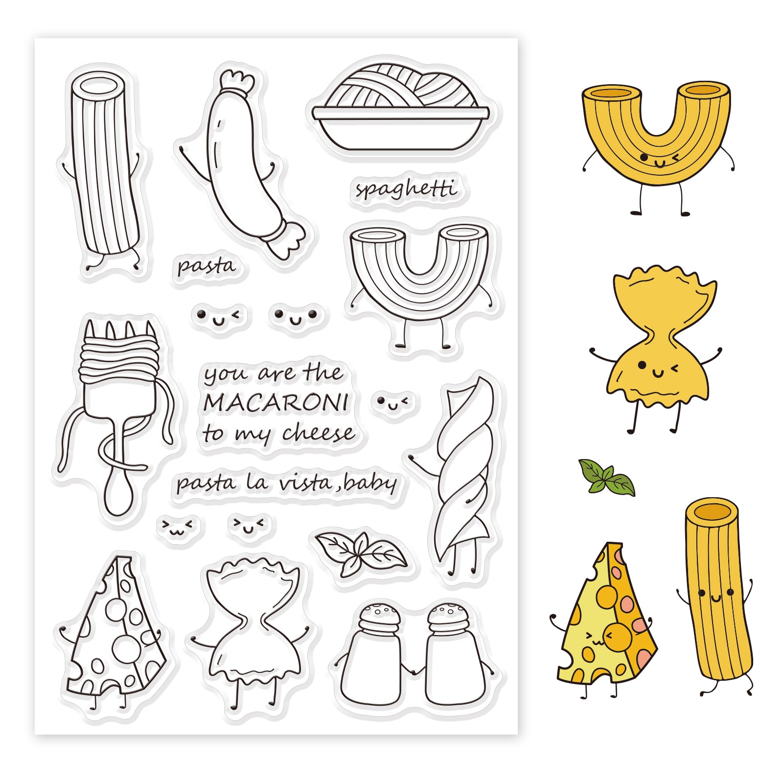 Globleland Pasta, Sausage, Fork, Basil, Saucer, Cheese Clear Silicone Stamp Seal for Card Making Decoration and DIY Scrapbooking