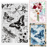 Globleland Insect Background, Butterfly, Text Background, Vintage Background Clear Stamps Silicone Stamp Seal for Card Making Decoration and DIY Scrapbooking